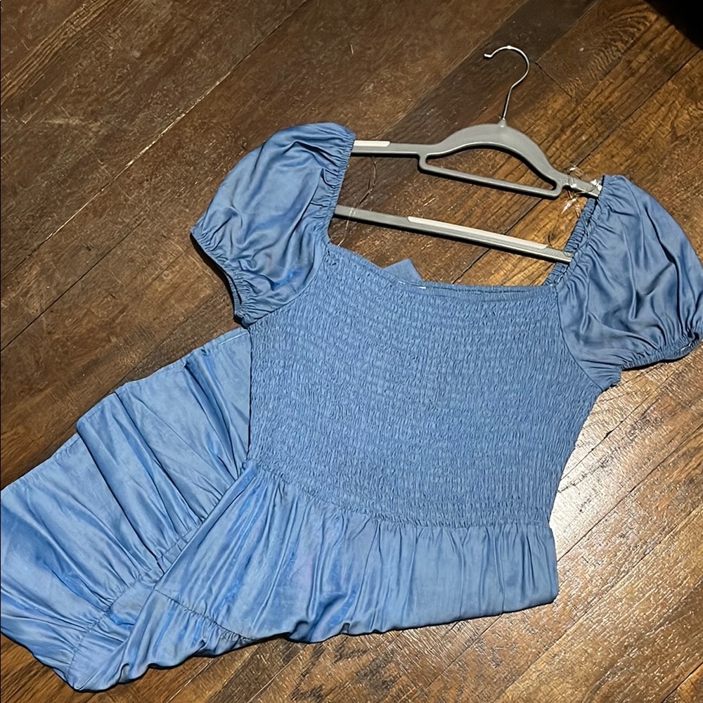 Blue Puff Sleeve Dress